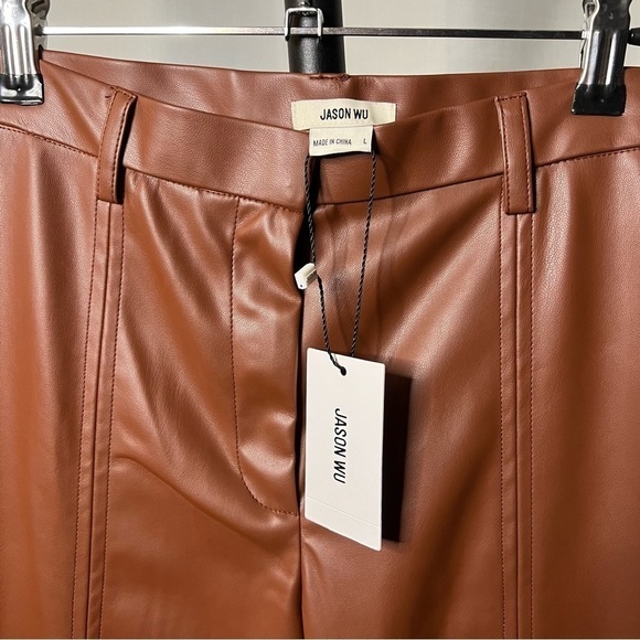 Jason Wu Vegan Leather Cognac Skinny Pants Large - Picture 5 of 10